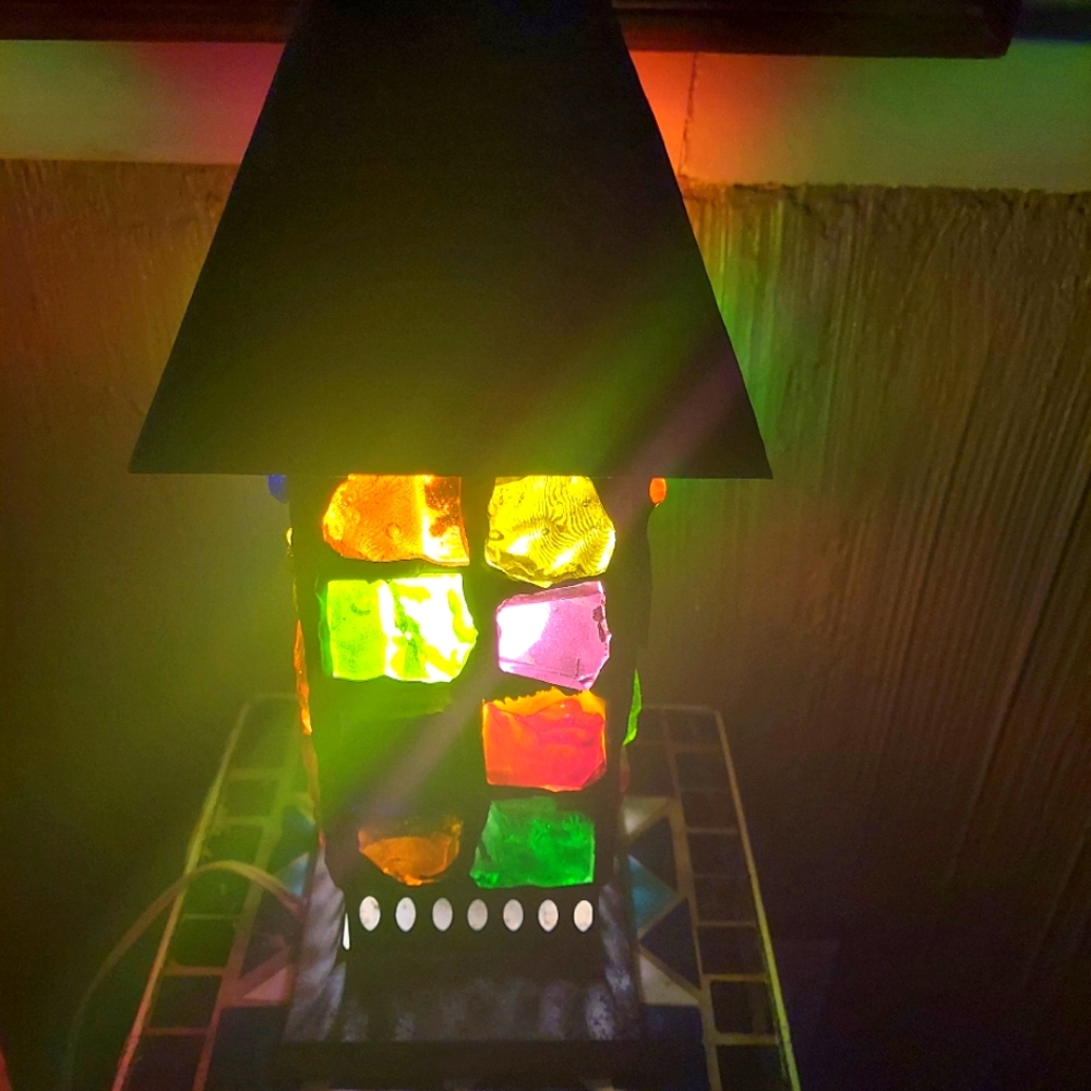 Mid century Brutalist chunk glass lamp - Picture 5 of 10